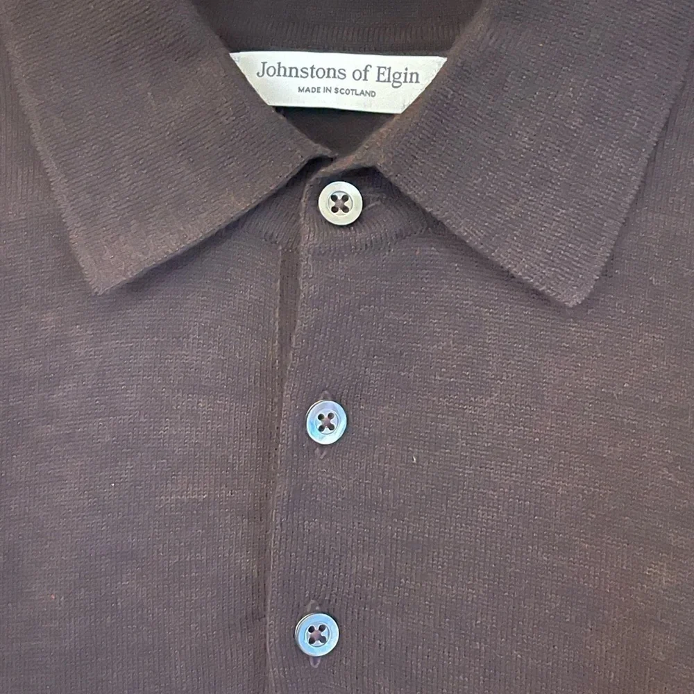 Johnstons of Elgin Wool Knit Polo Sweater XL Made in Scotland NWT - Picture 8 of 11